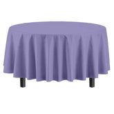 Premium Round Lavender Plastic Table Covers | 6 Pack
